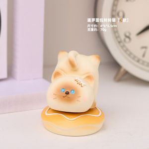 TEWUB 360° Rotatable Siamese Cat Statue Exquisite Multicolor Table Ornament Cute Lucky Kitty Rotating Figurine Home Decor