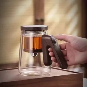 [Yuanyi]   磁吸全自动玻璃飘逸壶 一键过滤冲茶器 全玻璃内胆茶水分离泡茶壶 #送礼首先 Magnetic Automatic Glass Elegant Pot/ Tea Maker