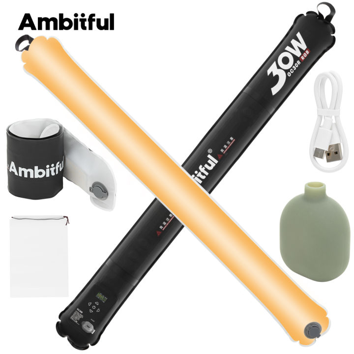 AMBITFUL GC30R Luce LED Gonfiabile RGB 30W – Tubo 90cm Con 16 Effetti E Magneti N52 Per Video