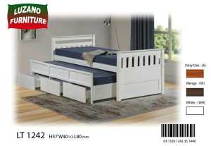 Elegant Single Solid Wood Bed Frame with Convenient Pull-Out Feature