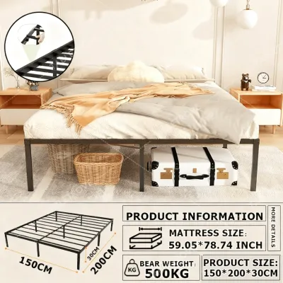 TABLETROVE Metal Sofa Bed Frame White/Black Multifunctional Bed For Dormitory High Load Bearing