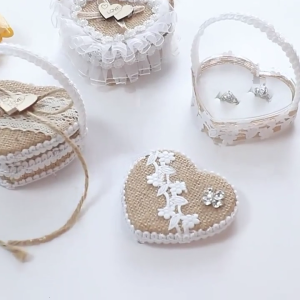 Wedding Rings Bearer Basket Lace Bows Punnet Burlap Wedding Props Elegant Rings Bearer Basket Decors
