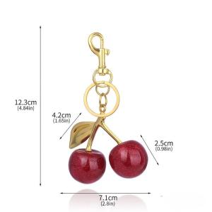 Cherry Crystal Keychain Stylish Car Keyring & Handbag Charm Womens Jewelry Accessory