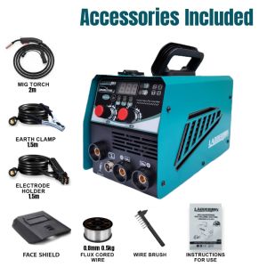 Ladderman 3 in 1 Inverter Welding Machine Flux Core Welder Flux MIG/ Lift TIG/MMA Welder Machine with Digital Display