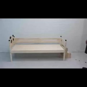 [Cozy ]Cot Single Baby Bed For Babies Solid Wood Toddler Bed Rubber Wood Children Bed Splicing Bed Ladder
