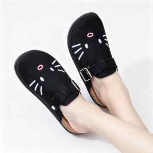 Womens Half-toe cover sandals Korean fashion Clog-inspired canvas sandals Minimalist vegan cute sandals Comfortable orthopedic clogs