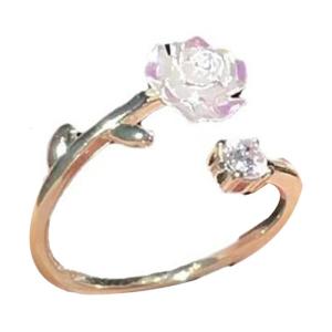 Lightweight Floral Adjustable Ring Cubic Zirconia Rose Finger Alloy For Women Gift Bridal Versatile Accessory
