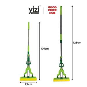 YIZI Super Absorbent Sponge Mop - Adjustable Pole (101cm to 123cm)