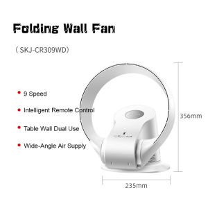 Wall Mount Bladeless Oscillation Fan with Remote and Timing Energy Saving Electric Bladeless Fans with 7 Speeds Wind Safety Fan Cooling Desk Standing Fan for Bedroom Home Indoor Bed Kitchen