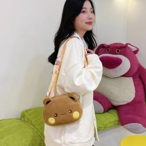 Cute Yier Panda Bear Bubu Dudu Plush Doll Messenger Bag Kawaii Plush Shoulder Bag Couple Valentines Day Gift