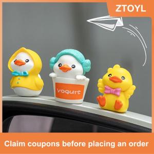 【ZTOYL】 6PCS sáng tạo phim hoạt hình hình con vịt nhỏ mô hình trang trí dễ thương vịt nhỏ màu vàng xe trung tâm giao diện điều khiển đồ trang trí phụ kiện