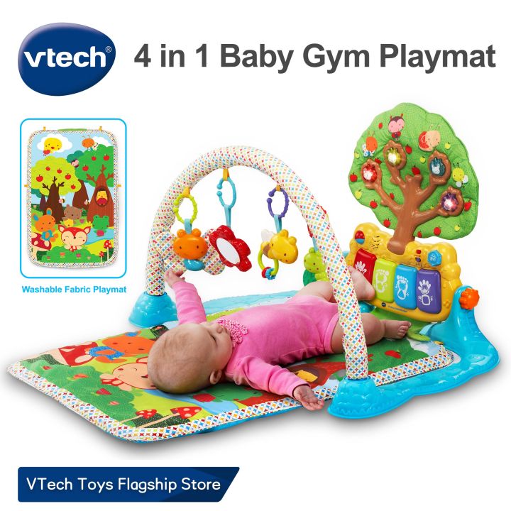 Baby Gym with Kick and Play Piano,Baby Play Mat Tummy Time Baby Activity  Gym Mat with 5 Infant Learning Sensory for Baby, Music and Lights Boy or  Girl