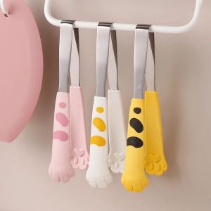 Polocat Japanese Cat Paw Food Tongs Cartoon Food Tongs Stainless Steel BBQ Tongs Sandwich Baking Tongs Kitchen Gadgets