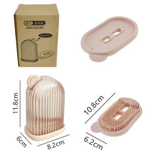 2-IN-1 Soap Dish with Silicone Brush Silicone Tray Soap Holder with Lid Portable Travel Soap Box with Brush Waterproof Leakproof