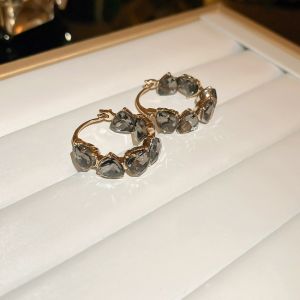 Korean Fashion Black Love Round Earring Girls Elegant Simple Earrings Accessories Jewelry for Women