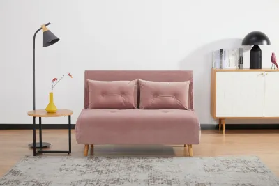 MOCOF Basic Sofa Bed PASTEL PINK VELVET Self Assembly