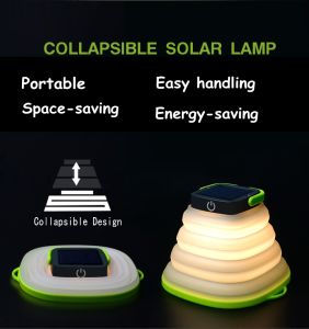 Solar collapsible light touch-mode inflatable lantern USB rechargeable LED lamp for indoor party/outdoor camping RJD001