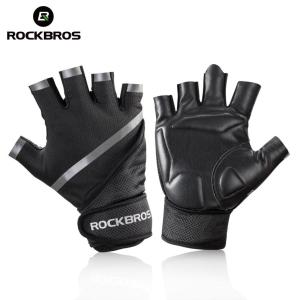 ROCKBORS Leather Gym Gloves Anti-Slip Half Finger Fitness Gloves Shockproof Weight Lifting Gloves Comfortable Body Building Protective Gloves