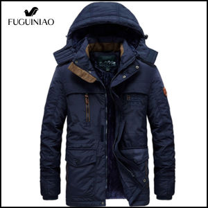 Fuguiniao เสื้อแจ็คเก็ตสำหรับเดินทางกันลมสำหรับผู้ชายเสื้อโค้ทปาร์ก้ากันลมผ้าฟลีซผ้าฝ้ายลำลองฮูตหนาอบอุ่นฤดูหนาว