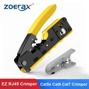 ZoeRax CAT5 CAT6 CAT7 Pass Through Crimper RJ45 Crimping Tool for Standard RJ45 RJ12 RJ11 Connectors CAT6a Shielded Modular Plugs