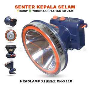 Senter Kepala Selam KISEKI 250 WATT Body Tahan Air KISEKI CK-X11D Cahaya Putih Jarak Sorot 2000 Meter Tahan 12 Jam  BONUS KACAMATA SRENANG Laz COD