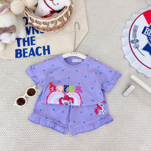 Bộ hè bé gái chấm bi in ngựa PONY size 8-18kg  - Chất vải cotton mềm mịn thoáng mát thấm hút mồ hôi - Co giãn thoải mái cho bé vui chơi vận động - Bộ hè bé gái dễ thương