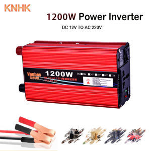 KNHK Smart Power Inverter 1200W Transfor DC12V TO AC 220V Converter with Display and Universal Socket for Car/ Home Outdoor use Emergency Equipment Power Supply