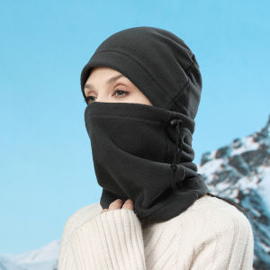 2 in 1 Winter Polar Fleece Thermal Mask Hat Men Cycling Ski Balaclava Face Neck Warmer Head Cover Adjustable Sports Scarf Bandana