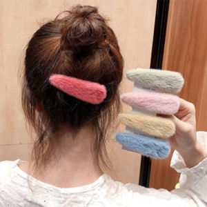 C.three. HOT Side clip plush hairpin womens bangs clip hairpin Headbands for Women Korean Autumn Winter Hair Clip