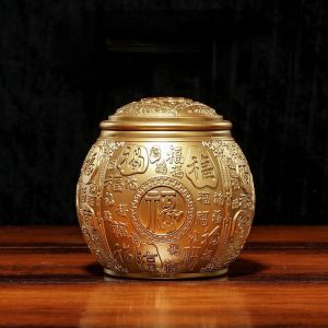 ทองแดงฟอร์จูนชามข้าวขวดชาที่มีฝาปิดโฮมออฟฟิศเครื่องประดับฮวงจุ้ยตกแต่งสมบัติชาม