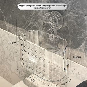 Rak Penyimpanan Cangkir Hisap/Multi Hanging Organizer Basket Rak /Rak Dinding Kotak Tempel Tempat Penyimpan Aksesoris/Rak Kamar Mandi / Rak Dapur Rak Toilet / Rak Dapur Model Dinding / Rak Dapur Serbaguna Tanpa Paku