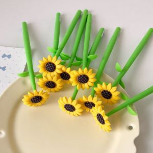 DOOUR Silicone Bút gel hoa hướng dương Hoa 3D Đồ trang trí bàn làm việc Bút trung tính Kawaii Bút ký tên Quà tặng học sinh văn phòng phẩm