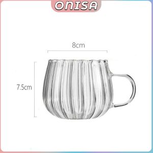 Onisa Striped Glass Cup Pumpkin Shape Mug Transparent Water Tea Milk Juice Cups