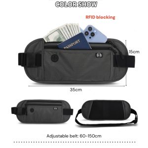 OutingSG® Waterproof Nylon Travel Waist Wallet with RFID Blocking and Adjustable Belt for Men & Women