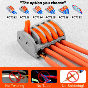 Konektor Sambungan Penghubung Kabel Listrik Jepit 2 3 4 5 8 PIN Quick Connect Splicing Wire Terminal Block Connector PCT-212 213 214 215 218 222