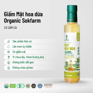 Giấm Mật Hoa Dừa Hữu Cơ SokFarm Thơm Ngon tinh túy Nguyên chất 100% Có Giấm cái vị chua tự nhiên hậu ngọt thanh hỗ trợ tiêu hóa bù điện khoáng chất tăng đề kháng ổn định chỉ số đường huyết detox giảm cân