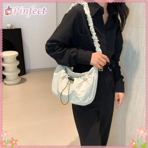 Women Ruched Shoulder Bag Solid Color Drawstring Satchel Bag Large Capacity Cloud Drawstring Hobo Bag Ladies Outdoor Bag