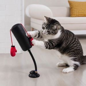 STARRY Suction Cup Cat Boxing Toy Scratch Trainer Self-standing Interactive Cat Toy Pet Supplies Bite Resistant Cat Boxing Game Indoor Play