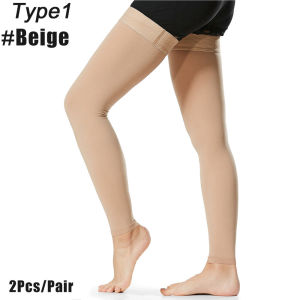 1Pair Medical Open Toe Thigh High Compression Stockings with Silicone Band for Women & MenFirm 20-30 mmHg Graduated Support
