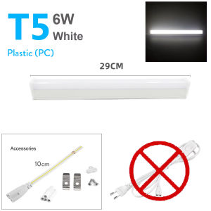 29cm T5 LED Batten Light 6W 220V Cool White 6500K Linkable Under Counter Lighting Fixture Eye Protection No Flicker Lamp For Commercial Shops Hotels Warehouse