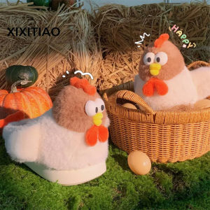 Xixitiao 2024 mùa thu và mùa đông mới nhà dễ thương ấm áp bông mịn Giày Dép Nữ vui nhộn gà hoạt hình kỳ quặc bông