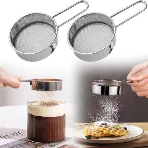40 Mesh Mini Flour Sifter Stainless Steel Flour Strainer Mesh Hand-held Sugar Cocoa Matcha Powder Strainer Sifter Kitchen Baking Tool