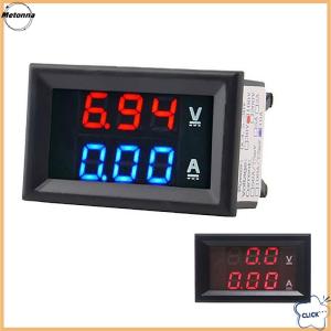 Follow Get More【Metonna】 DC 0-100V 10A Digital Voltmeter Ammeter Dual Display Voltage Detector Current Meter Panel Amp Volt Gauge 0.28&quot Red Blue LED