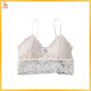 Pakaian Dalam Bra Wanita Motif Bunga Camisole Tanktop Crop Top / Lace Tengtop Crop Brukat CF P506