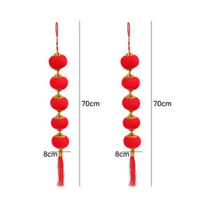 YESPERY 2Pcs Spring Festival Lantern String with Tassels Chinese Red Lantern Pendant 5-Ball Lantern String 2025 New Year Window Door Wall Hanging Pendant