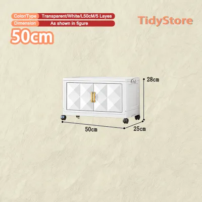 【TidyStore】Foldable Storage Cabinet (1-5 Layers) Deluxe Diamond Cabinet 2 Door Storage Cabinet With Rollers