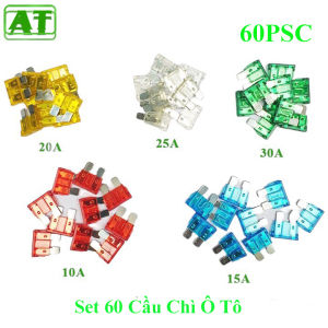 Bộ 60 Cầu Chì chân to Dự Phòng cho Xe Hơi Xe Máy Xe Tải 5A 10A 15A 20A 25A 30A