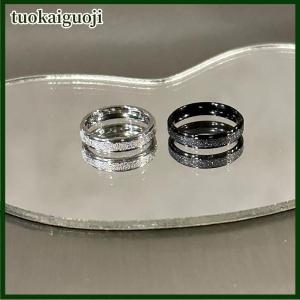 tuokaiguoji แหวนคู่แฟชั่นมันเงาทรงเรขาคณิต2ชิ้นสำหรับผู้ชายผู้หญิงสวยอเนกประสงค์ทุกวันแหวนสีดำสีขาวของขวัญเครื่องประดับ