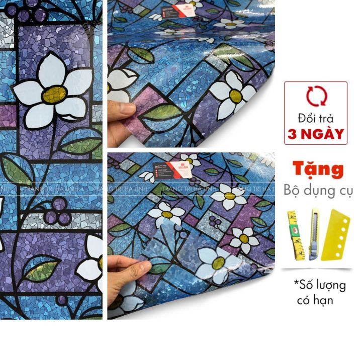 Giấy dán kính 3d cao cấp , decal dán kính dày hoa văn đẹp dán cửa sổ phòng ngủ phòng khách văn phòng 90cmx50cm