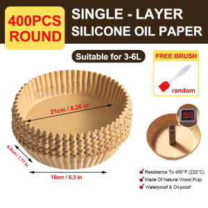 Round Air Fryer Parchment Paper Non-stick Doublesided Silicone Coating Square Air Fryer Liners Paper